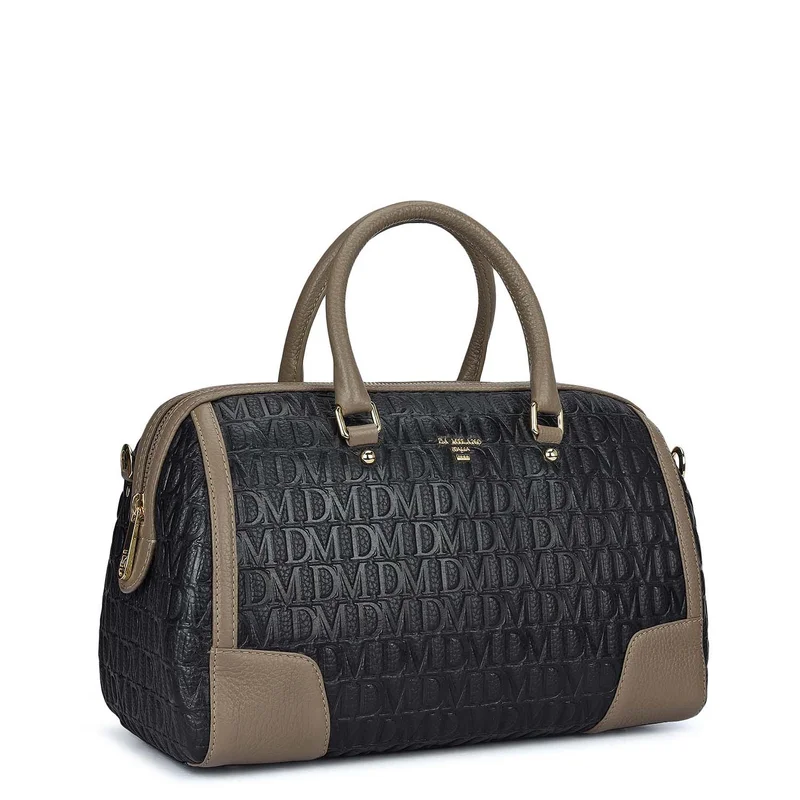 Da Milano Medium Monogram Leather Bowler - Black